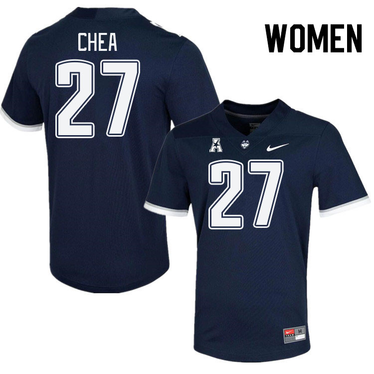 Women #27 Alfred Chea Connecticut Huskies College Football Jerseys Stitched Sale-Navy - Click Image to Close